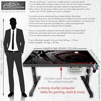 Xtreme PRO Direct Theme Image Printed Computer Table for Gaming, Work & Study Desk. Large for PC, Dual Monitors, iMac, and Laptops. Carbon Steel & Engineered Wood. Black Stand 4x2 FEET (XPB4_CT-189)