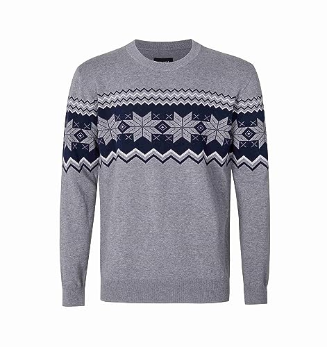 Krumba Mens Crewneck Knitted Sweaters: Cotton Long Sleeve Soft Casual Pullover
