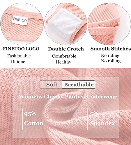 Image of FINETOO Womens Cotton Underwear Sexy Stretch Bikini Panties Low Rise Hipster Ladies Soft V-Waist Cheeky