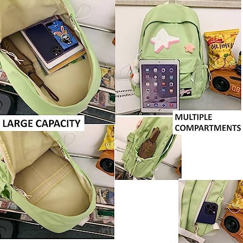 Kawaii Backpack with Star Patch and Cute Accessory Spacious and Multiple Compartments (Black)2