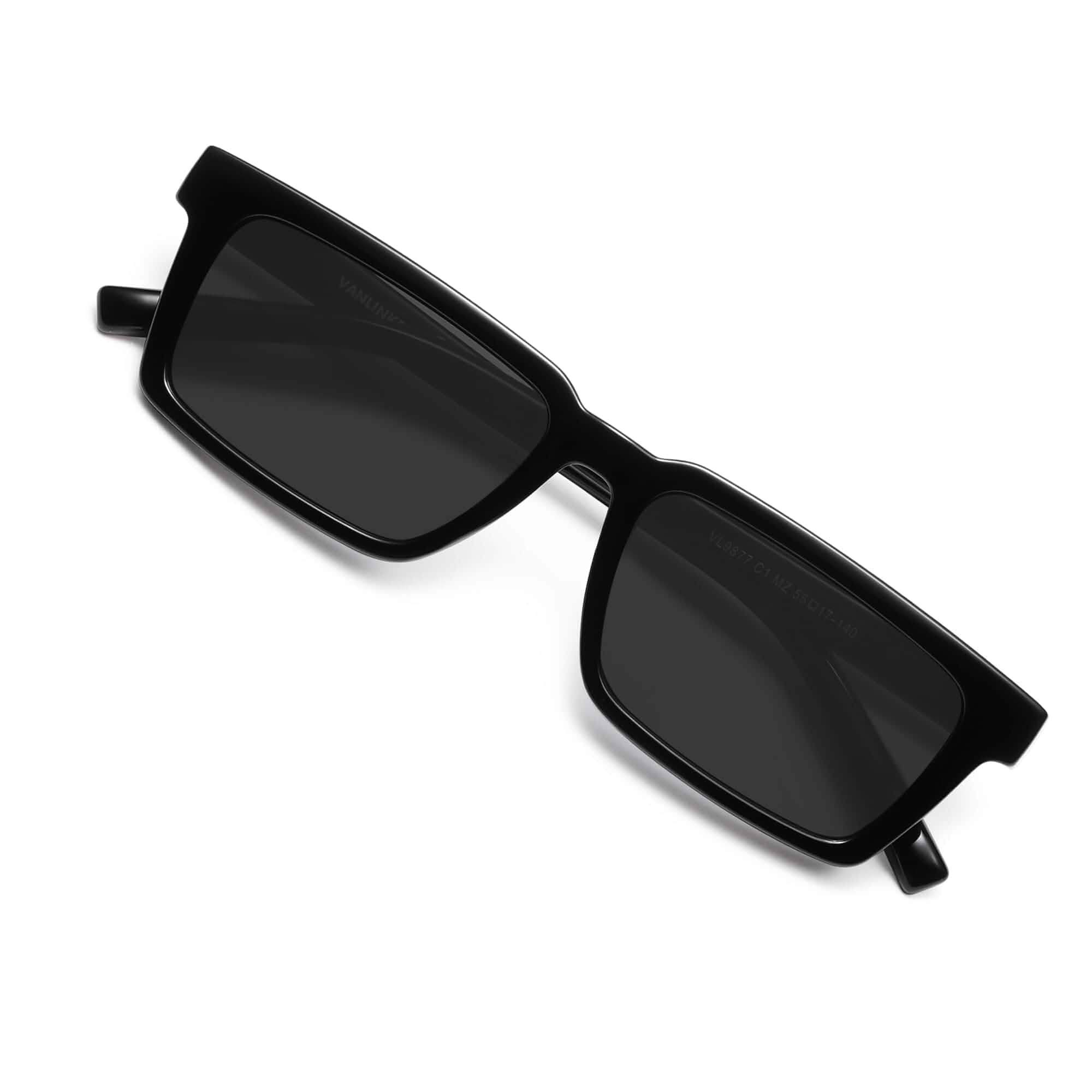 VANLINKER Retro Rectangular Polarized Sunglasses for Men Women VL9877 Trendy Rave 90s Vintage Narrow Y2K Square Frame UV400,Sun Glasses for Driving Beach Daily Wear