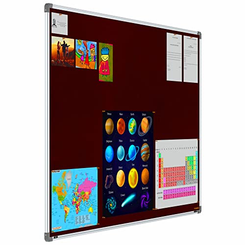 Image of Scholar Art Metis 4x6 Feet Fabric Pin-up Board for Office, Home & School | High Strength Velvet Cloth + High Density Soft Board for Pinning Photos, Sticky Notes & Reminders (Maroon)