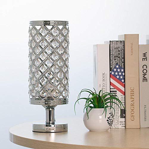 Lampe de Table de Chevet, Lampe de Bureau Moderne en Cristal Led Minimaliste, pour Chambre à Coucher Salon Étude Chambre D'Enfant Bureau Lampes de Table de Protection Des Yeux-Argent