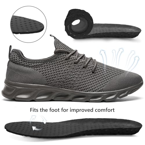 Image of Tvtaop Sneakers for Womens Non Slip Walking Tennis Shoes Grey Size 8.5 | Lightweight Running Workout Gym Shoes|Comfort Daily Walking and Long-term Standing|Mesh Upper|Breathable