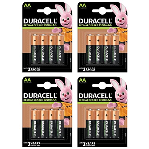 4 X Duracell AA 1300mAh 1.2V NiMH Pre-Charged Rechargeable Batteries HR6