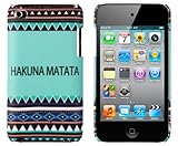 Hakuna Matata Mint Aztec Pattern Embossed Hard Case for Apple iPod Touch 4, 4G (4th Generation) - Includes DandyCase Keychain Screen Cleaner [Retail Packaging by DandyCase]