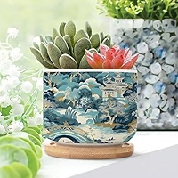 中国　花図　鉢 Amazon.com: SEEKIS Blue and White Hexagon Porcelain