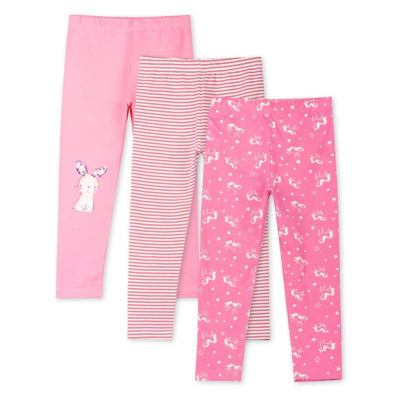 Image of Real Basics Girls Cotton Printed Non-Transparent Regular Fit Ankle Length Leggings (3 Leggings Set)