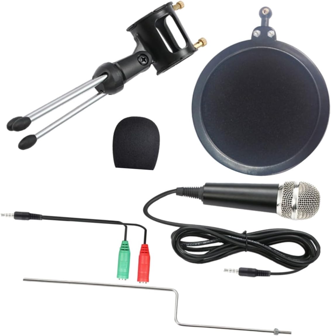 Vaguelly Condenser Microphone Kit with Stand and Audio Cable for Vocal Recording Noise Reduction Pop Filter Audio Streaming Podcasting Home Studio Use
