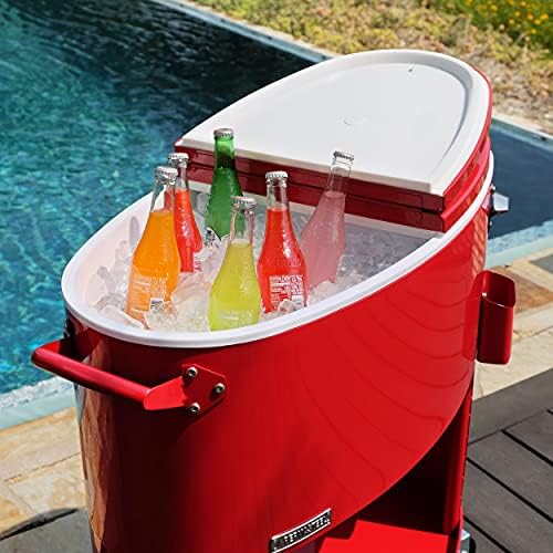 Drink Cart Party Roller Hard Cooler With Dividers Permasteel 80-Qt