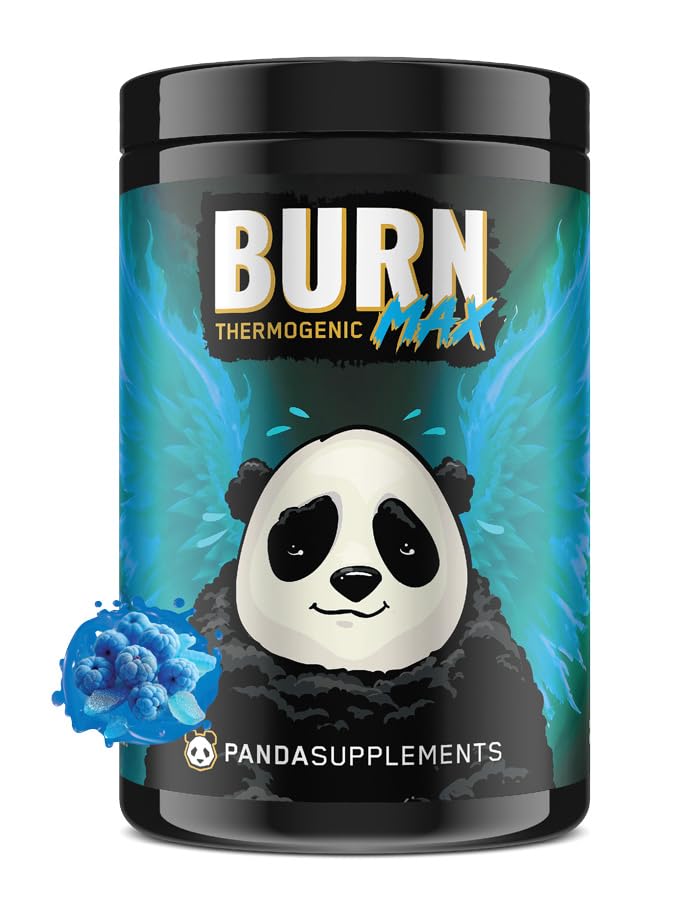 Underground Bio Labs: Panda Burn MAX Enhance Your Strength, Energy, Focus with Dual Source Caffiene (350mg), Alpha GPC, and MitoBurn® (Blue Razz Rock Candy)(25 Servings)