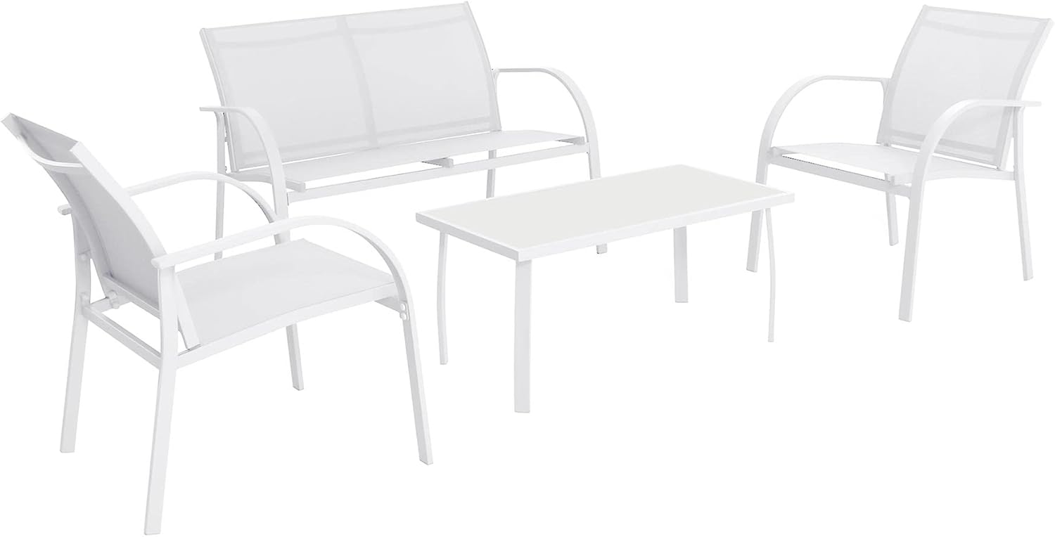 Harbour Housewares 1x White 4 Seater Sussex Garden Sofa Furniture Set