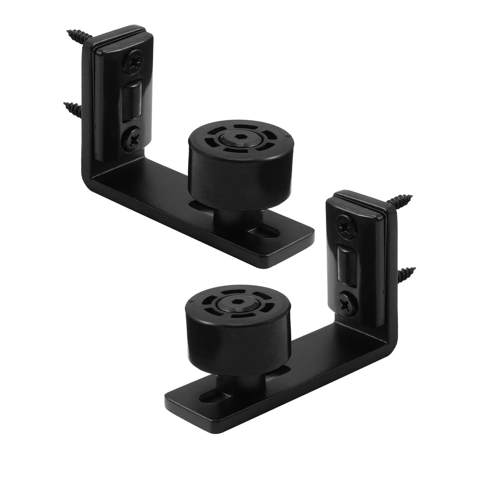 Guide de porte coulissante de grange en lot de 2 pour rail inférieur de placard noir