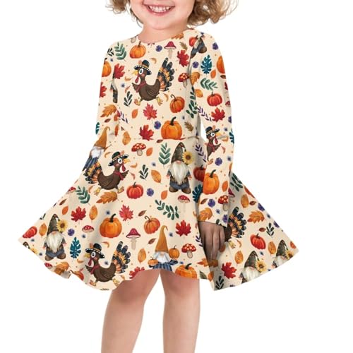 Girls Long Sleeve Dress Casual Twirly Skater Dress for Girls 3-16 Years Old3