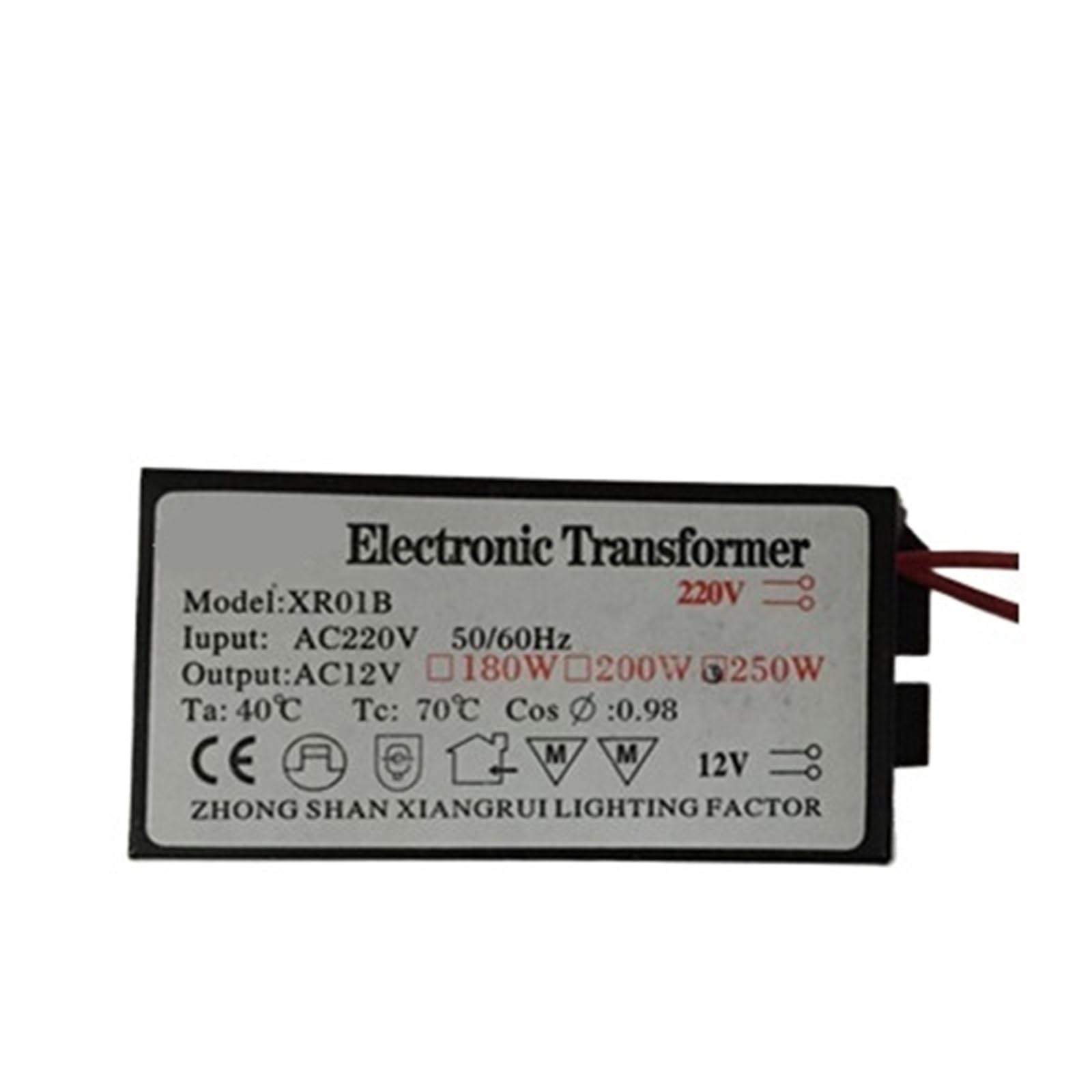 Transformador de Controlador LED, Fuente de alimentación, lámpara halógena, protección electrónica contra Cortocircuitos, 250W, 220V-12V, 1 ud.