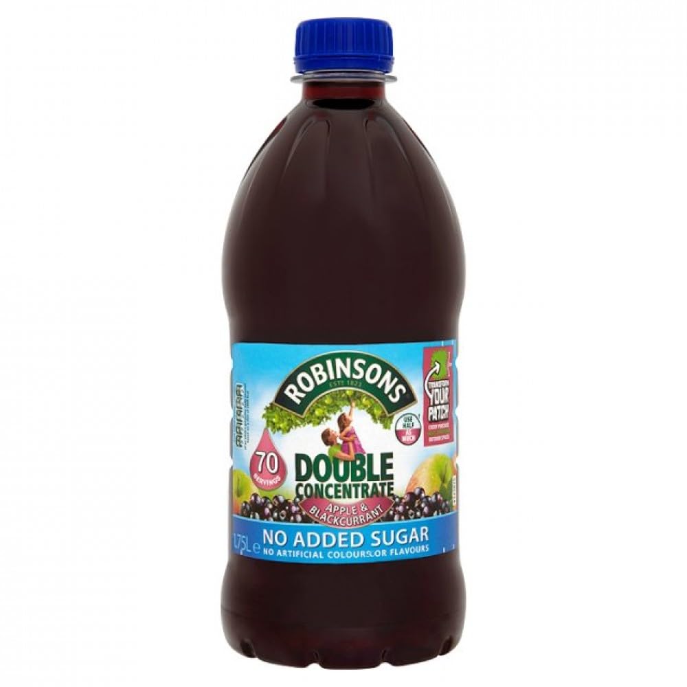 Robinsons NAS Double Concentrate Apple and Blackcurrant 1.75L Pack of