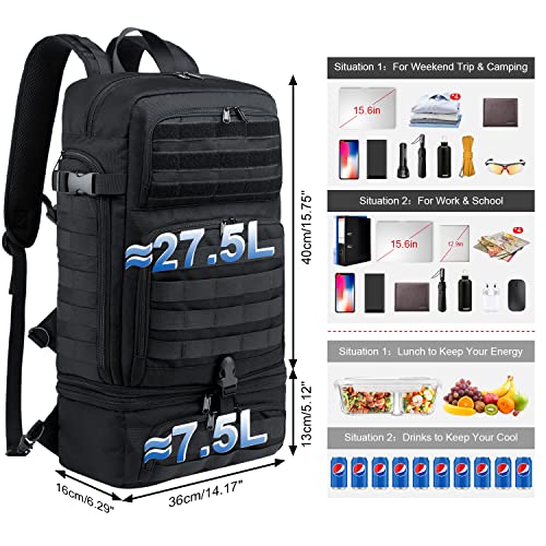 BERTASCHE Taktisch Rucksack Trekkingrucksack 35L Wanderrucksack für Outdoor Sport Uni Schule Reise, Schwarz - Image 3