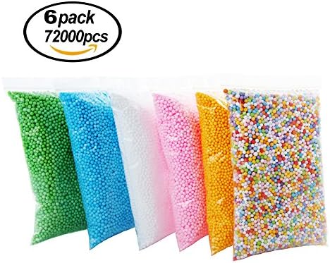 Foam Ball for Slime, Rainbow Beads, Styfoam Balls for Slime Mini 0.1-0.18 inch( 72,000pcs ) Decorative Ball Arts DIY Crafts Supplies For Floam Slime, Kid's Craft, Wedding and Party Decoration 6 Pack