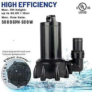 Large 5000GPH Pond Pumps Submersible Outdoor Inline Pump Pond High Head Water Pump for Garden Waterfall Fountain Water Circulation Pump for Koi Fish Pond Large 5000GPH Pond Pumps Submersible Outdoor Inline Pump Pond High Head Water Pump for Garden Waterfall Fountain Water Circulation Pump for Koi Fish Pond