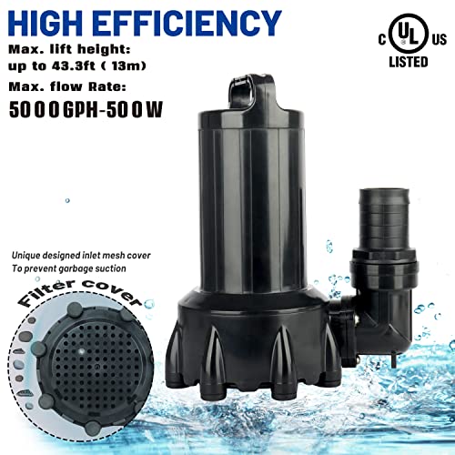 Large-5000GPH-Pond-Pumps-Submersible-Outdoor-Inline-Pump-Pond-High-Head-Water-Pump-for-Garden-Waterfall-Fountain-Water-Circulation-Pump-for-Koi-Fish-Pond Large 5000GPH Pond Pumps Submersible Outdoor Inline Pump Pond High Head Water Pump for Garden Waterfall Fountain Water Circulation Pump for Koi Fish Pond