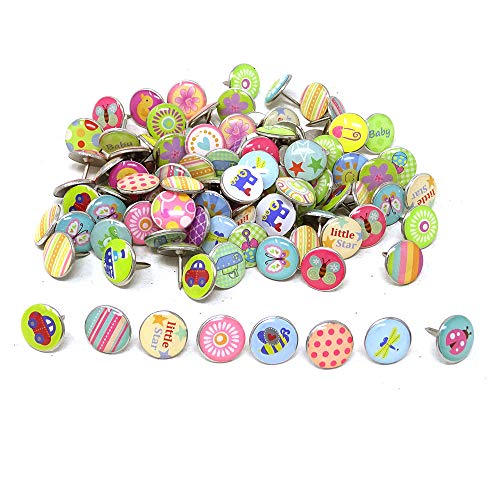 Honbay 100pcs Assorted Pattern Epoxy Dripping Head Thumbtacks Push Pins Sofa Headboard Upholstery Nails Buttons Tacks Tacks