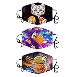 Pizza Cat Face C-over 3 pcs Mouth C-over Washable Reusable Facial Protection for Teens Adults