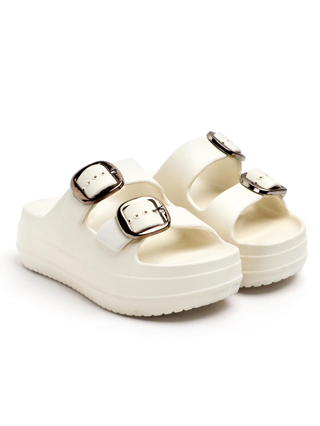 EVA Women Buckle Sliders | Adjustable Double Buckle | Lightweight Cushioned Slip-On | Anti-Skid, Water-Friendly, Quick-Dry-image-5