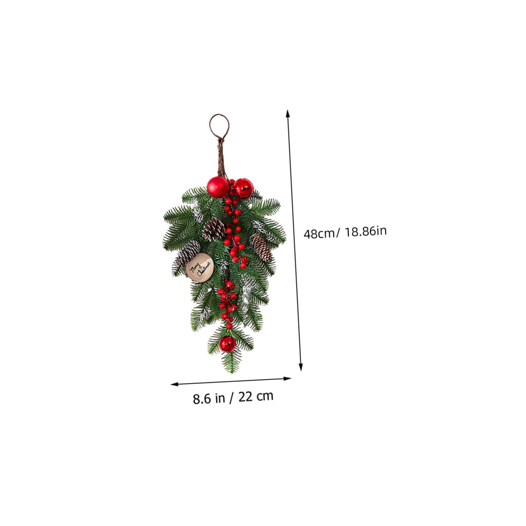 Garneck Christmas Teardrop Swag Hanging Decor Upside Down Xmas Wreath with Accents for Home and Office for Holiday Decoration and Festive Spirit