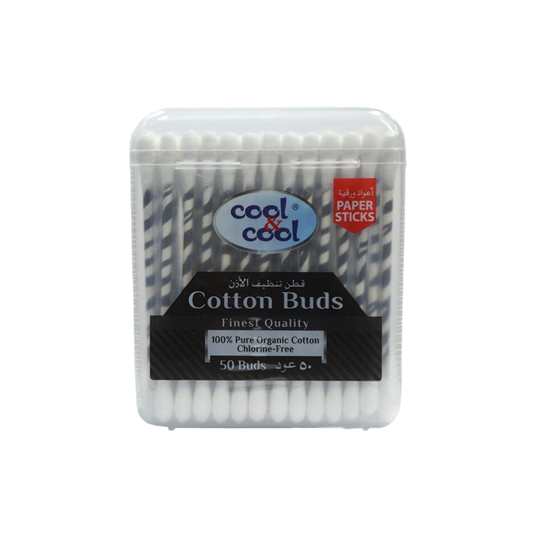 Cool & Cool Paper Ear Buds - 50's (Pack of 3) - Black - Round Thick Tips,Cotton Swabs,100% Cotton,Double Tipped,Hygienic,Gentle & Safe Swabs for Ears 150 Pieces