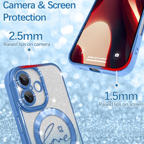 Image of ZIYE Magnetic Case Designed for iPhone 17 Glitter Case-Blue