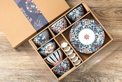 Livmorx お茶碗 飯碗 セット 食洗機対応 おしゃれ 食器セット かわいい ウサギ電子プレゼント ギフトボックス入り 柄 和柄 ご飯茶碗 食器レンジ 和食器 (F)