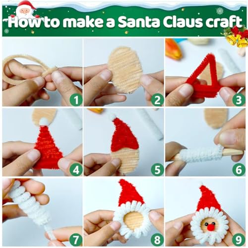 Image of IOOLEEM Christmas Pipe Cleaners, 200pcs in 8 Christmas Colors