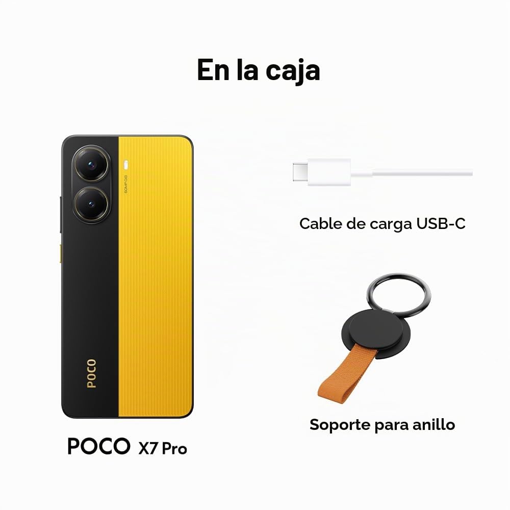 Xiaomi Poco X7 Pro Smartphone, 12+512GB, Amarillo, cámara