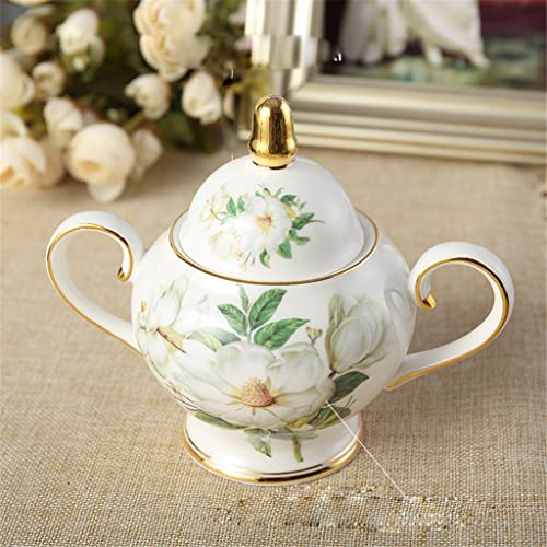 Gretd Camellia Pattern Coffee Set English Porcelain Tea Set Ceramic Pot Creamer Sugar Bowl Teapot Set (Color : A, Size : As The Picture Shows) #TOP5
