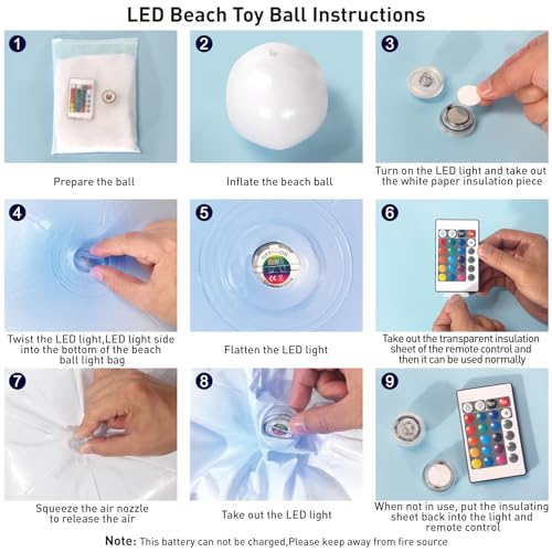 Image of 5 Pack 16 Inch LED Beach Ball, Light Up Beach Balls with Remote Control