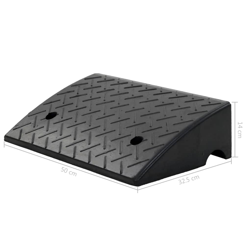 Rampa para bordillos, 50 x 32,5 x 14 cm, de goma, juego de 2 unidades, rampa de acceso para coche, silla de ruedas, carrito, antideslizante, soporta hasta 25 toneladas