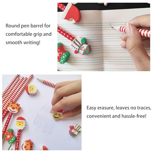 QDXATIVP Set de 28 lápices con borrador navideño miniatura 5