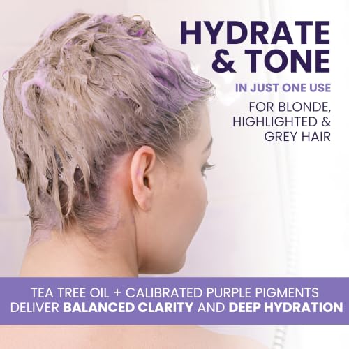 Image of KESMEDIK Tea Tree Purple Conditioner for Blonde, Silver & Gray Hair, Anti-Brass Toning & Brightening, Refreshes, Hydrates and Detangles Hair & Scalp, Sulfate-Free Botanical Formula, 16 Fl Oz