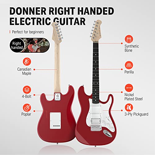 Donner Dst-100R 39 Inch Electric Guitar Beginner Kit + Wah Guitar Pedal #TOP2