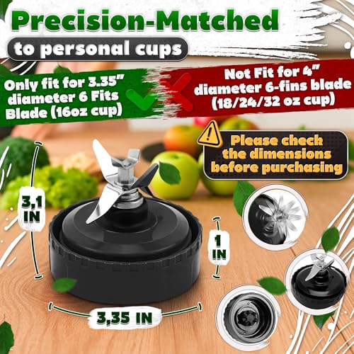 Ninja Blender Blade Replacement 6 Fin Male – Ninja Single Serve Blender Blade, 3.35” Stainless Steel for Smooth Blending, Compatible with BL770W/770BRN/740/770A/780C, 30/BL770/780/773CO/771/772 & more