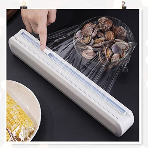 Foto von Alufolienabroller Folienschneidert Frischhaltefolienspender Abroller Folienspender Frischhaltefolienschneider für Alufolie Frischhaltefolie Glattes Abtrennen Anwendbare Breiten weniger als 32 cm,Weiß