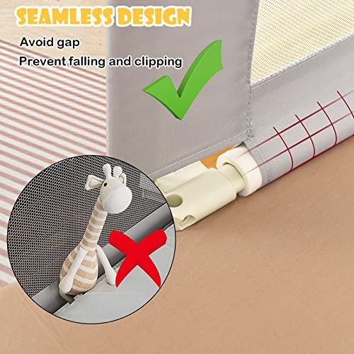 Image of GLACER Bed Rail for Toddlers, 77 inch Extra Long, Height Adjustable Baby Bed Rail Guard with One-Side Lifting Design, Double Safety Locks, Safety Bed Guardrail for Kids with Side Storage Pocket (Classic)