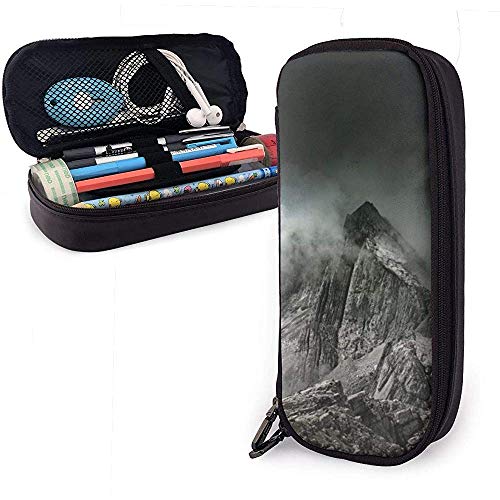 Preisvergleich Produktbild Gebirgsnebelgipfel PU Ledertasche Aufbewahrungsbeutel Tragbare Student Bleistift Büro Schreibwaren Tasche Reißverschluss Geldbörsen Make-up Multifunktionstasche