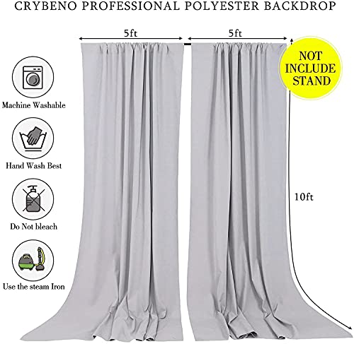 Image of Wedding Backdrop Curtains 2 Panel 5ft x 10ft Grey Polyester Birthday Backdrop Drapes for Party Decoration Ceremony Prom Stage Backdrop Curtain