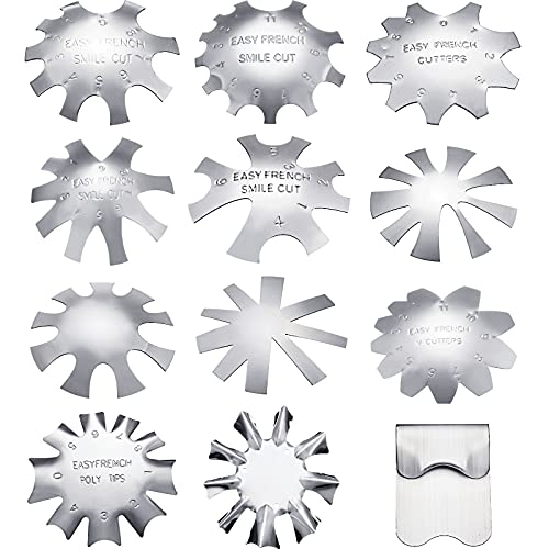 12 Pieces Nail Manicure Edge Trimmer V Shape French Nail Trimmer Cutter Stainless Steel Smile Line Cutter for Acrylic Nail(Silver)