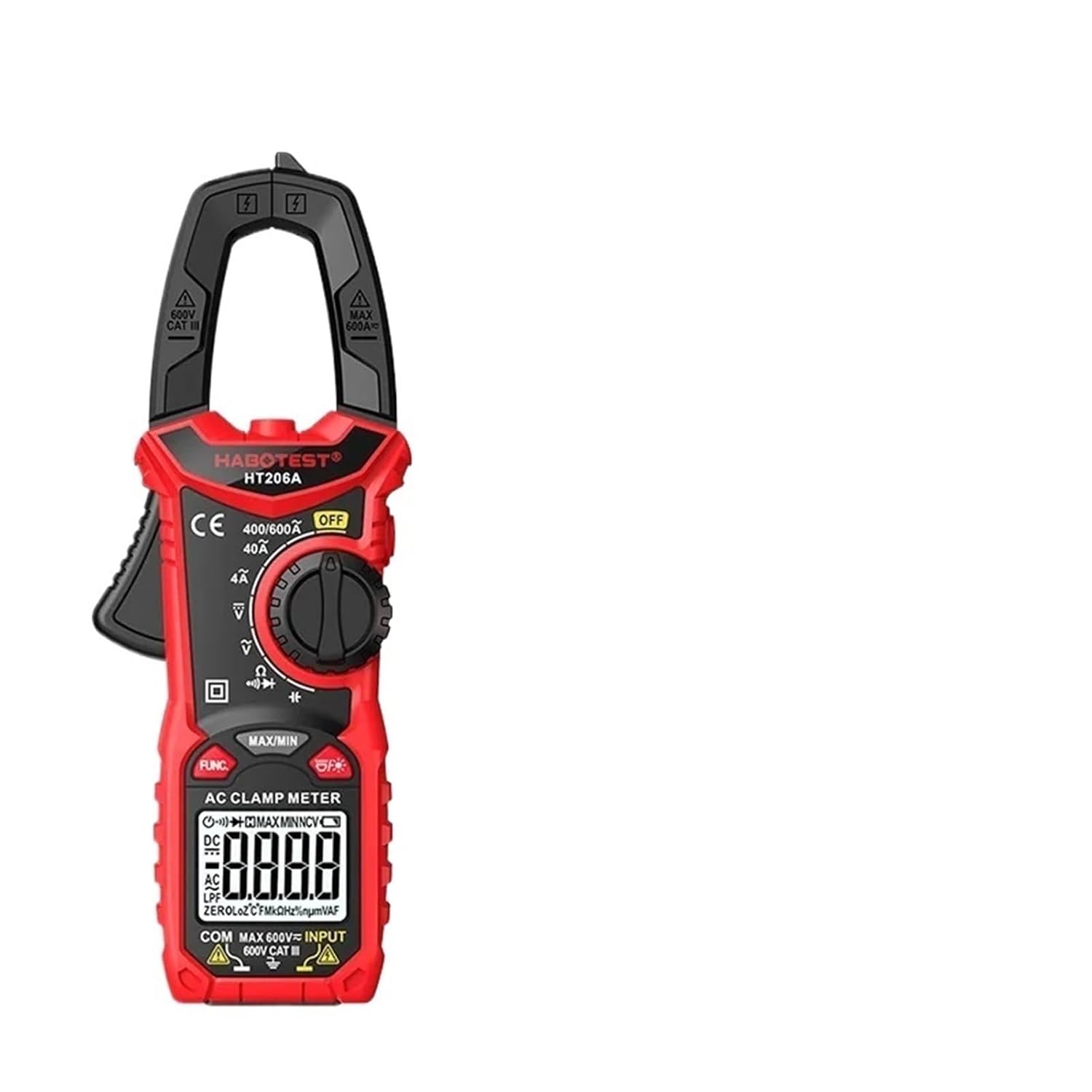 HT206 Digital Clamp Meter NCV 6000 Counts AC True RMS High Precision Multimeter Automatic Current Voltage Temperature Tester(HT206A AC Basic)