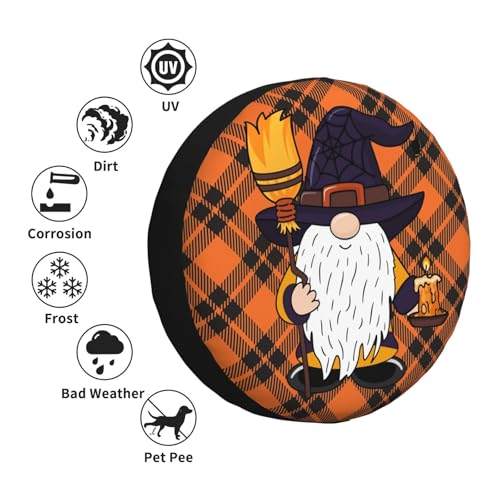 Image of Halloween Spare Tire Cover Halloween Gnome Tire Cover Universal Wheel Protectors Wheel Covers for Rv Camper Travel Trailer SUV Truck 14 Inch