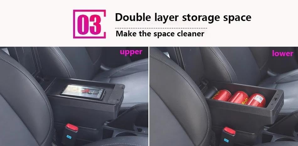 Bracciolo Doppio Strato Per Abarth 595 – Con Porta USB, Console Centrale