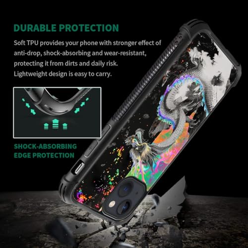 CARLOCA Compatible with iPhone 15 Case,Trippy Dragon Colorful Graphic Design Shockproof Anti-Scratch Drop Protection Case for iPhone 15 - image 2