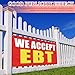 Fanfanwin 36 x 72 Inch We Accept EBT Banner with Grommets Weatherproof We Accept EBT Business Advertising Sign Outdoor Indoor Reusable Vinyl Signs for Store Business Office Industrial Yard